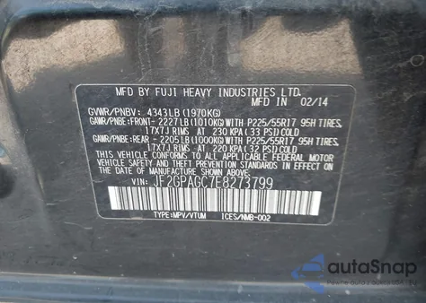 2014 Subaru Xv Crosstrek 2.0I Limited из США, поврежденный, VIN JF2GPAGC7E8273799